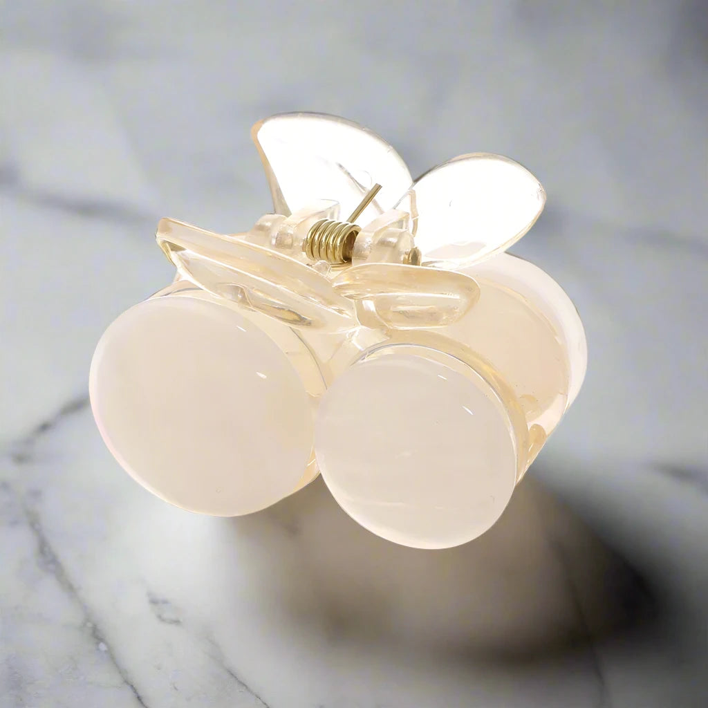 white cherry shaped hair claw