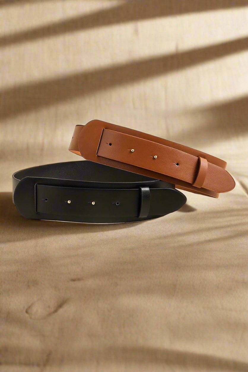 brown and black leather belts