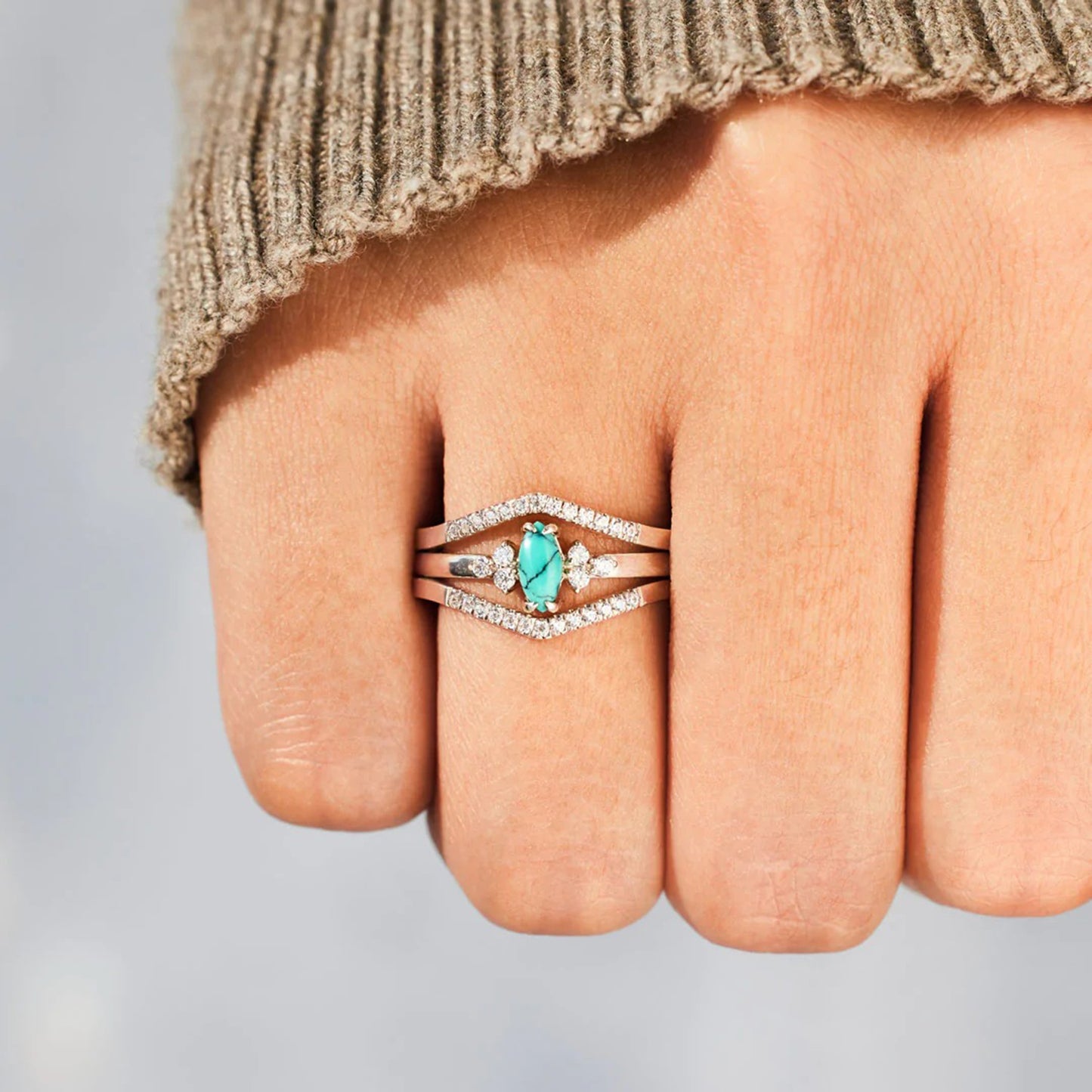 Sunset & Starlight – V-Shape Turquoise Ring