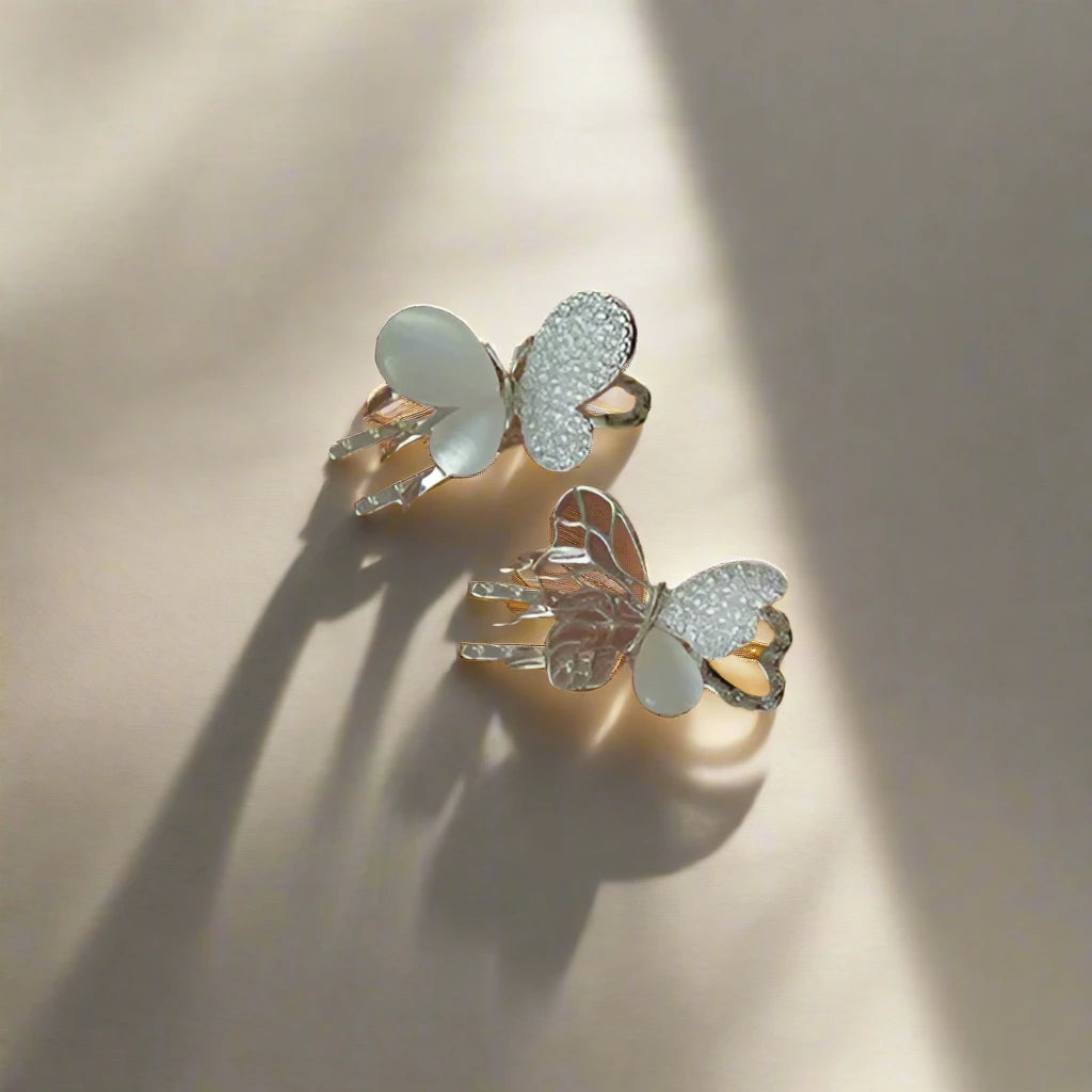 Butterfly and Flower Opal Hair Clips