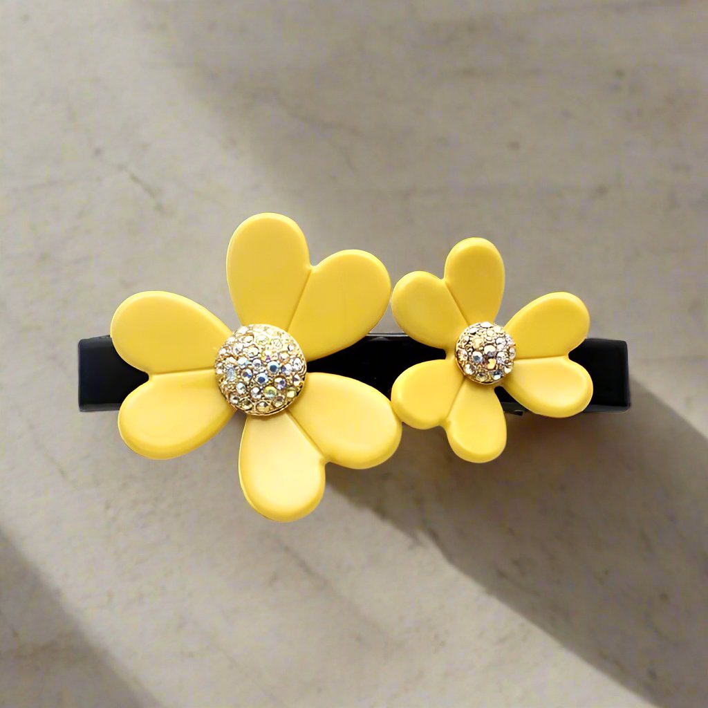 Two Yellow Daisy Hair Barrette