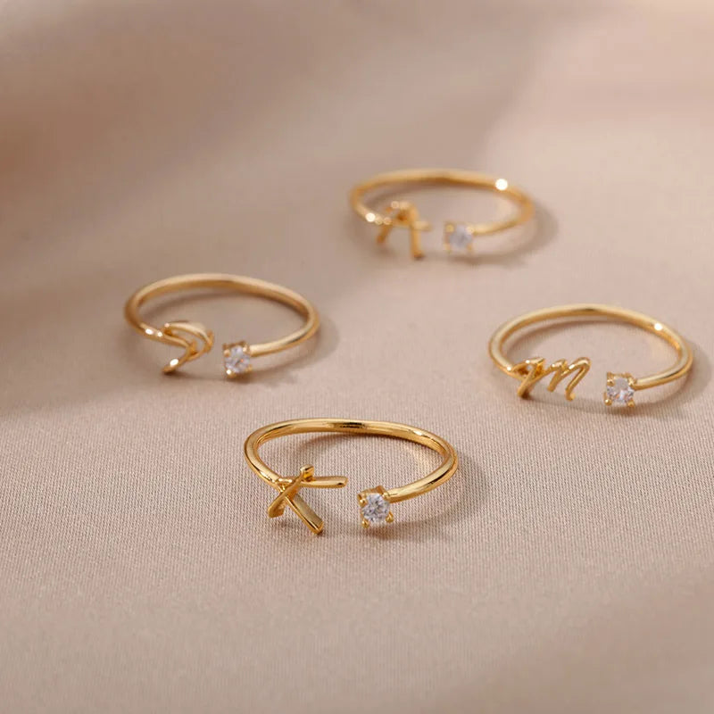 Personalised Zircon Initial Rings – A-Z Collection