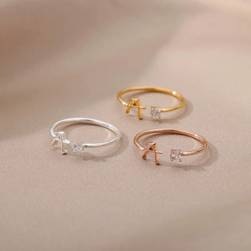 Personalised Zircon Initial Rings – A-Z Collection