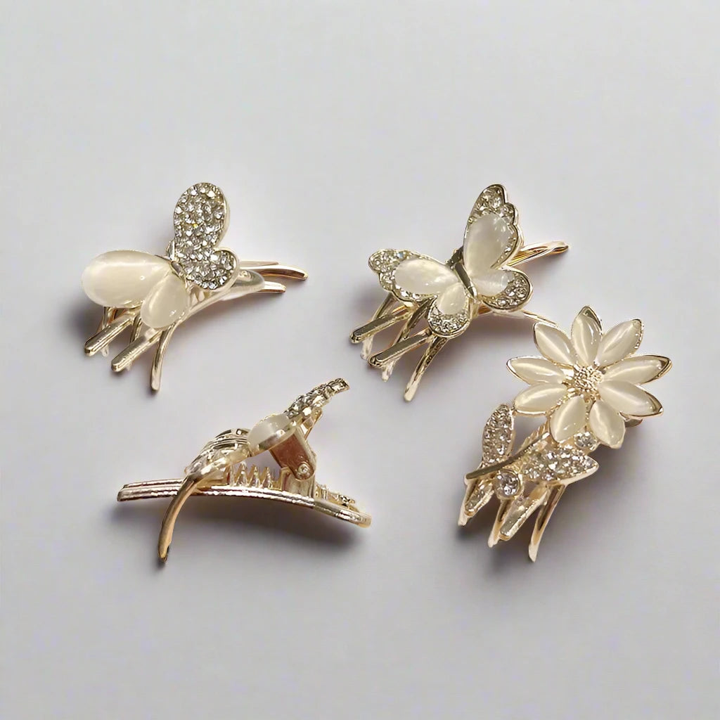 Butterfly Zircon & Opal Hair Clips