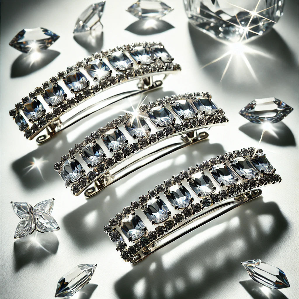 Dazzle in timeless beauty with our luxurious rhinestone barrettes.