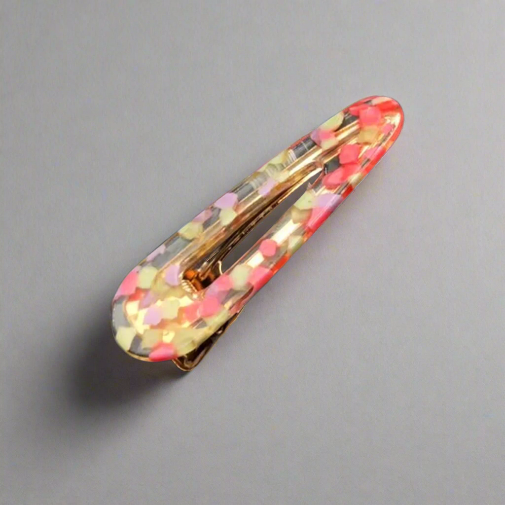 Hot Pink Confetti Teardrop Shape hair clip