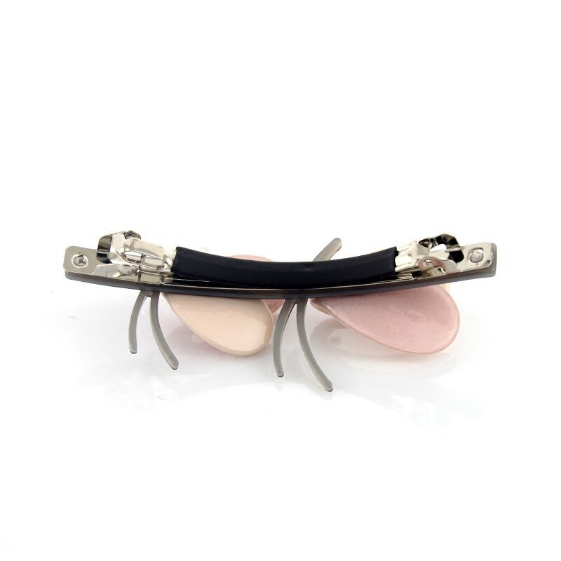 Beautiful hair barrette in double butterfly style.   Set a glamorous tone with this hair barrette clips in pink and beige.  Material: Eco-friendly/Recyclable Acetate